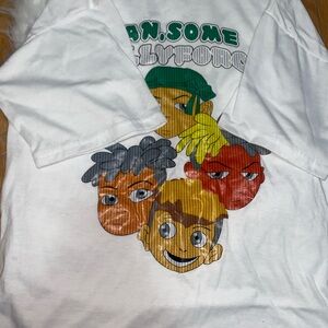 White Graphic T-Shirt with Cartoon Faces